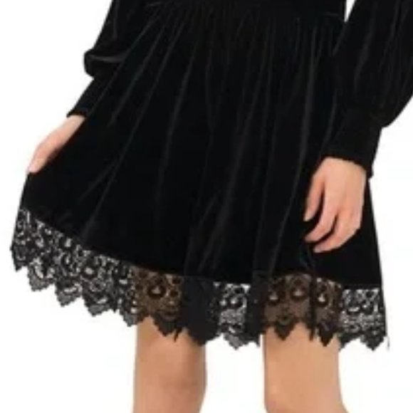 Chelsea and Violet lace trim black velvet dress. NWT! - Picture 2 of 4